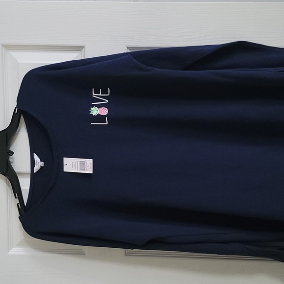 Large Crown & Ivy Navy Pineapple Love Sweatshirt New with tags! - Picture 2 of 6